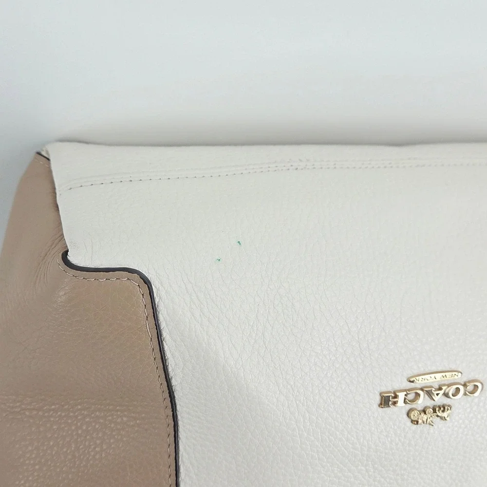 Coach Kacey Colorblock Pebble Leather Satchel Crossbody Bag C6841 Chalk Tan - Picture 12 of 16